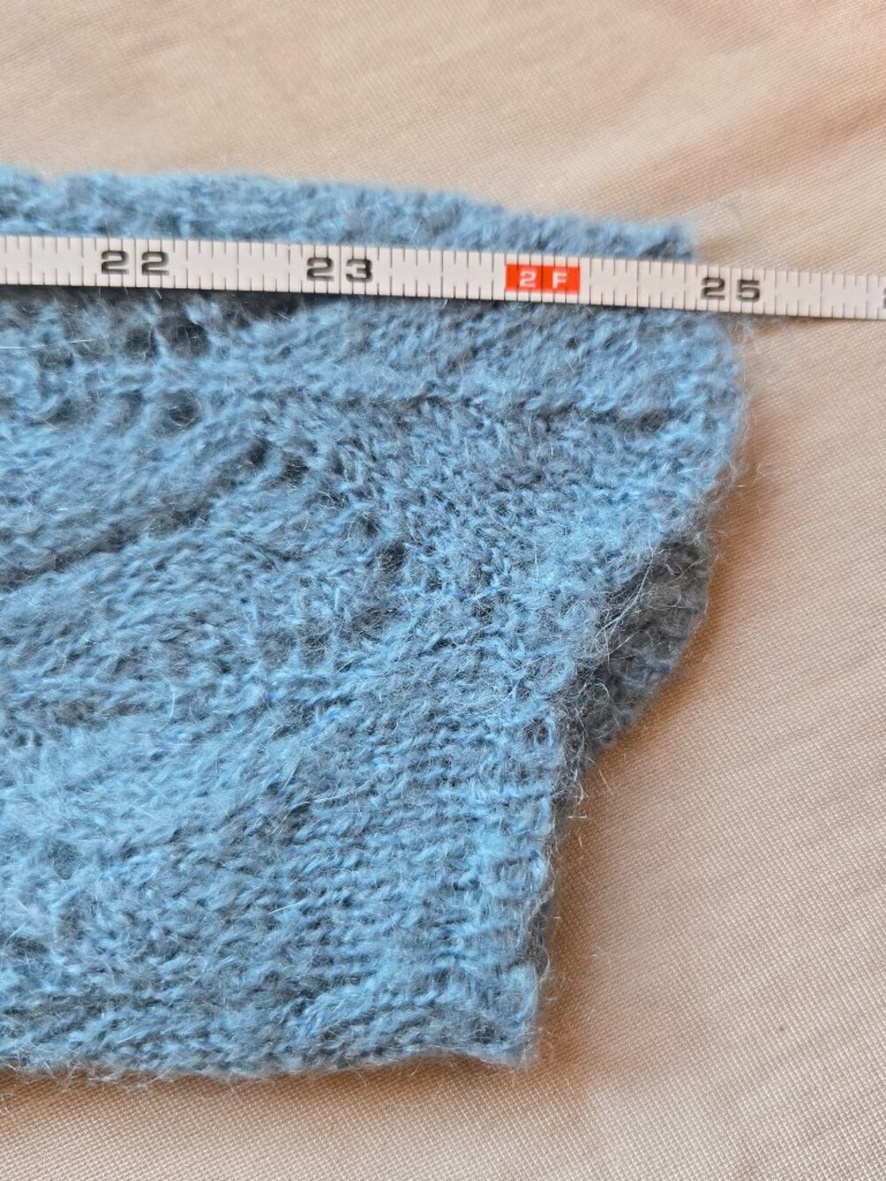 LOFT Dusty Blue Open Lace Knit Mohair Cardigan w Ribbed Shawl Style Collar M - Picture 11 of 16